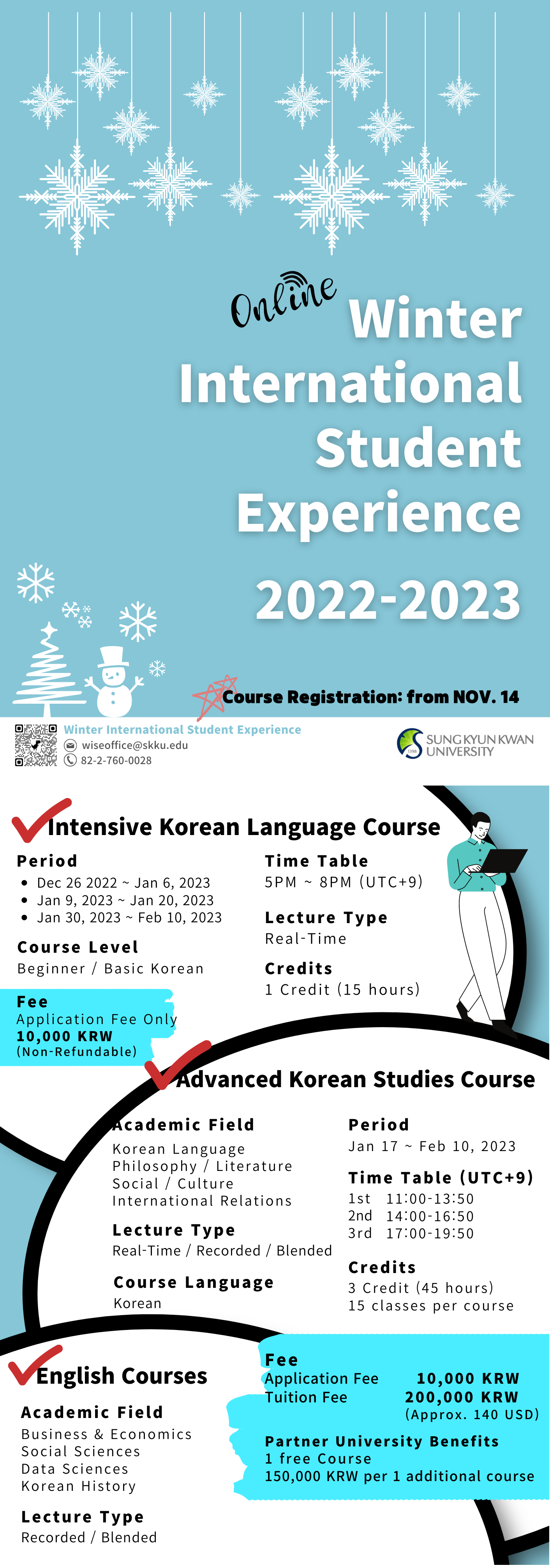 [2022-23] Winter International Student Experience(WISE) course duration update!
