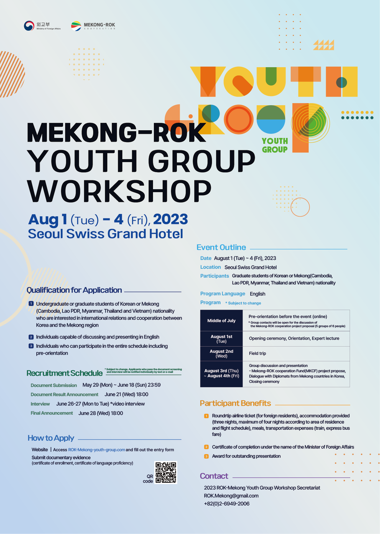 Recruitment of Participants for MEKONG-ROK Youth Group Workshop